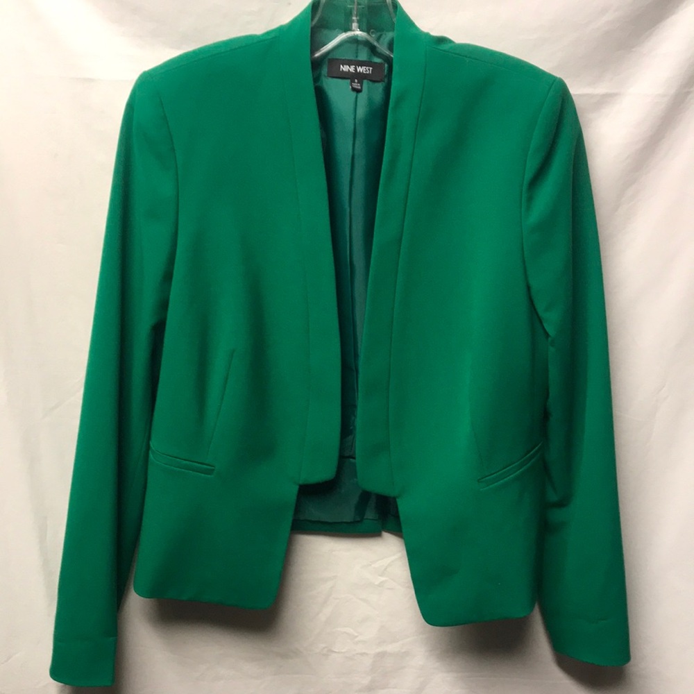 Nine West Women's Emerald Green Open Front Blazer - Size 8